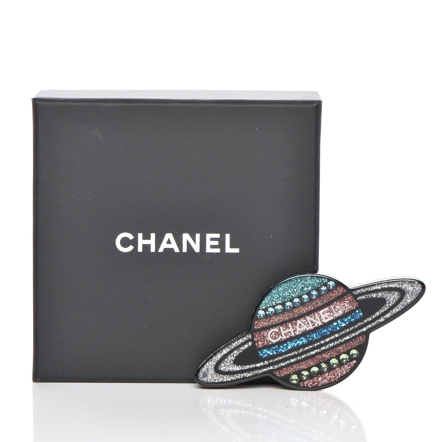 Chanel Glittered Resin Strass Planet Brooch Silver Blue Pink 6 of 6