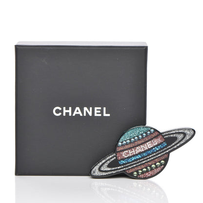 Chanel Glittered Resin Strass Planet Brooch Silver Blue Pink 6 of 6