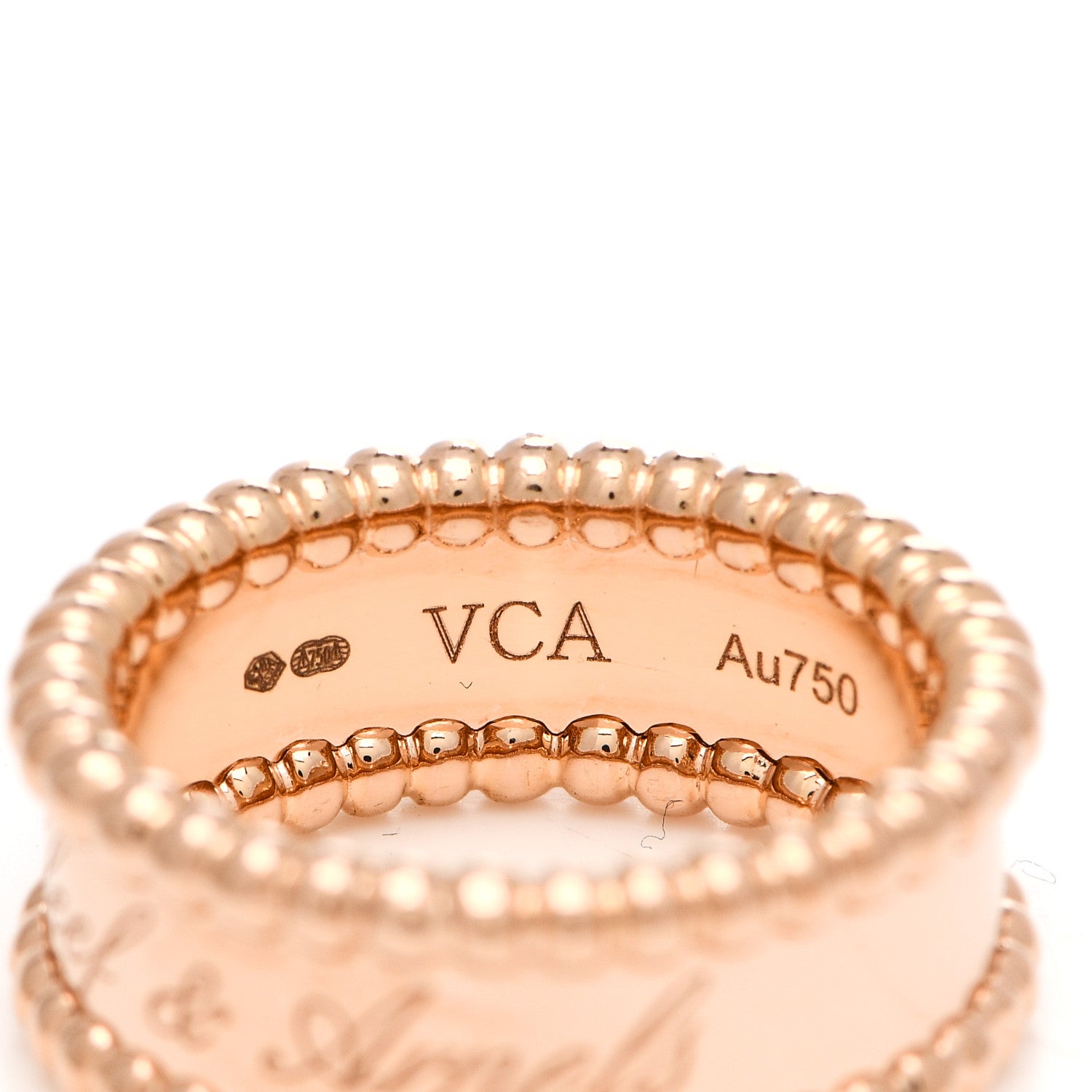 Van Cleef & Arpels 18K Rose Gold Perlee Signature Ring 50 5.25 6 of 6