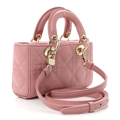 Christian Dior Lambskin Cannage Micro Lady D-Joy Rose De Vents 3 of 9