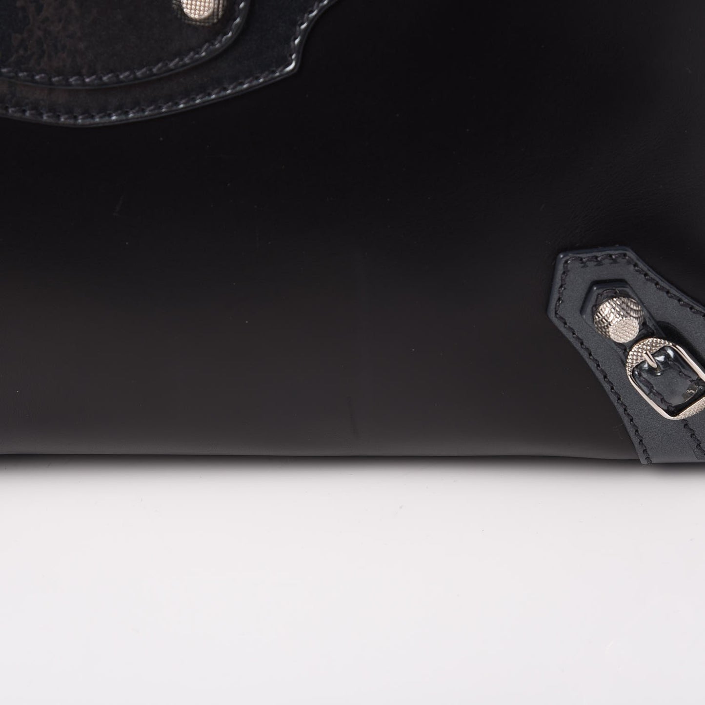 Smooth Calfskin Metallic Patent Giant 12 Silver Hardware City Black Gris