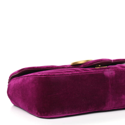 Gucci Velvet Matelasse Small GG Marmont Shoulder Bag Fuchsia Violet Cyclamen 8 of 9