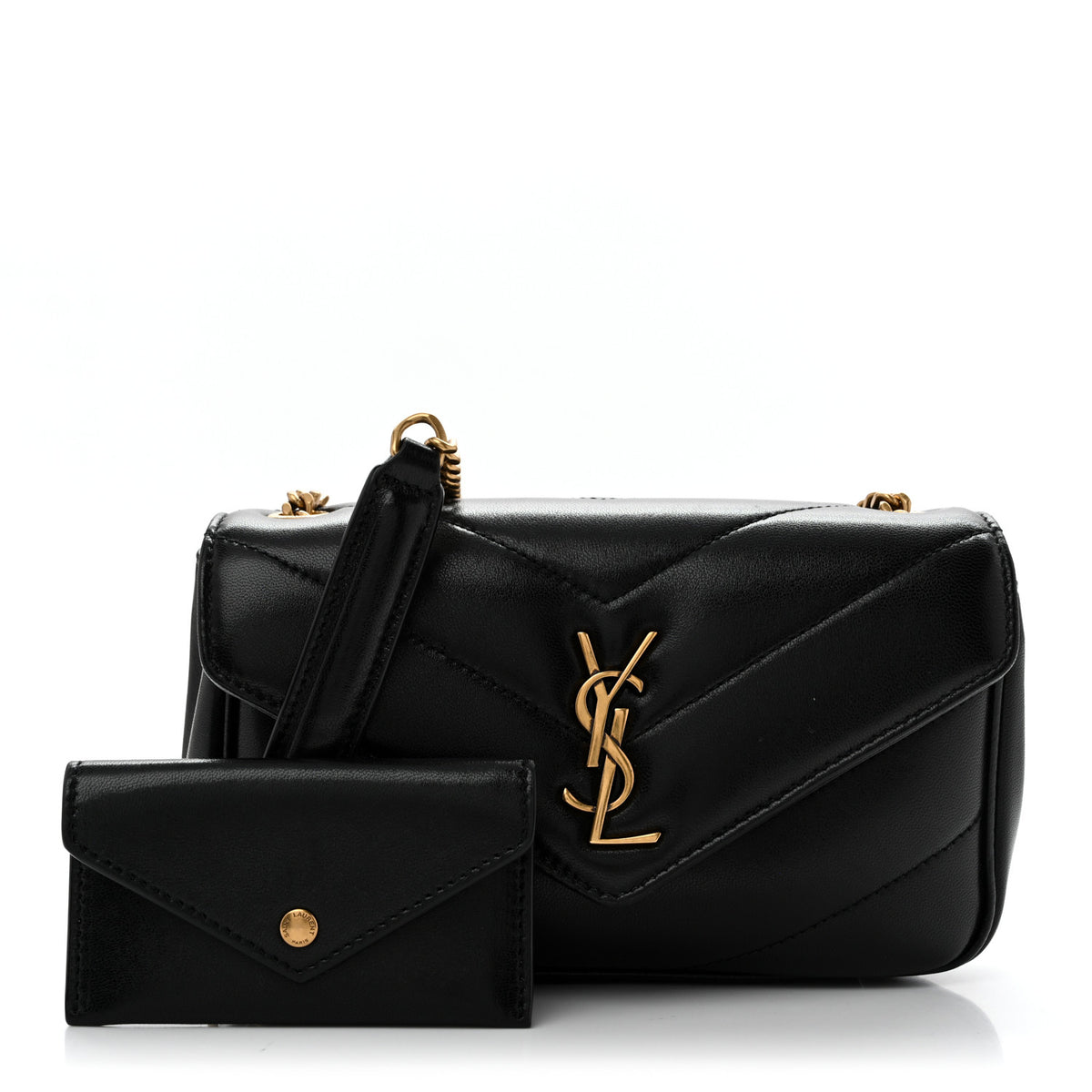 Saint Laurent Lambskin Chevron Quilted Mini Loulou Black 3 of 13