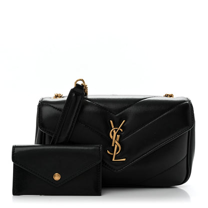 Saint Laurent Lambskin Chevron Quilted Mini Loulou Black 3 of 13