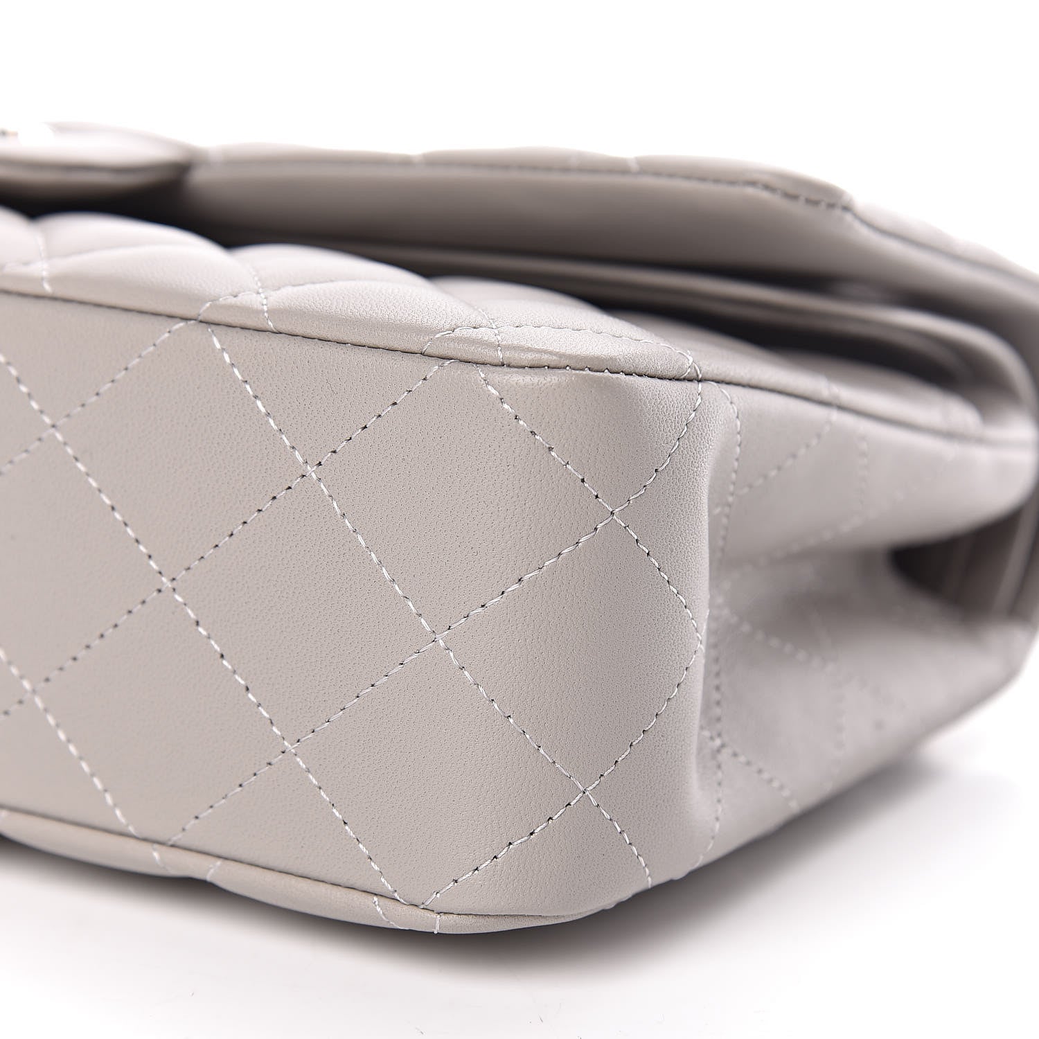 Chanel Lambskin Quilted Medium Double Flap Grey 9 of 11