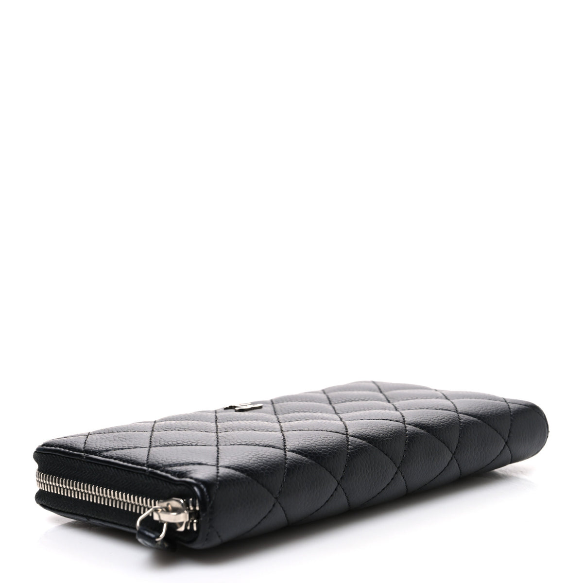 Caviar Quilted Large Gusset Zip Around Wallet Black