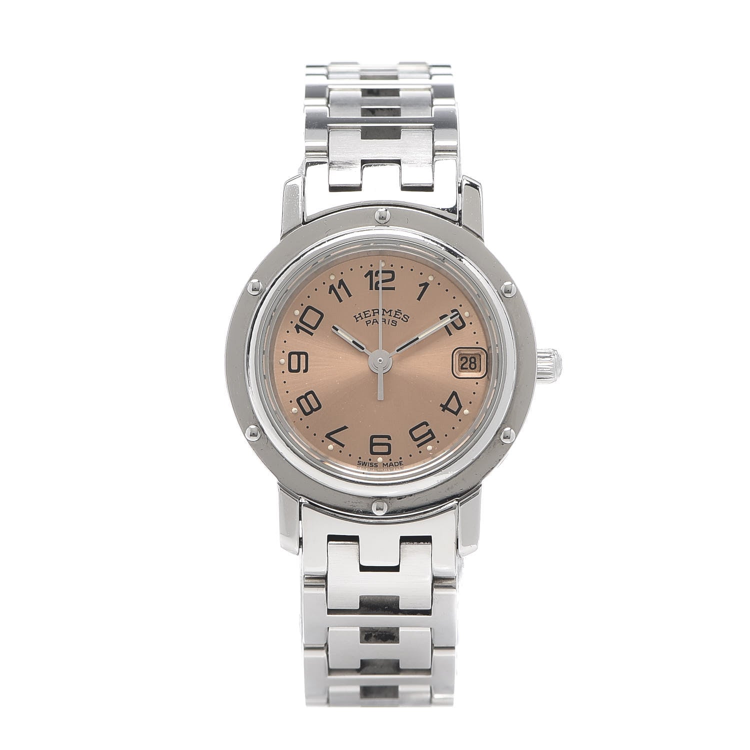 Hermes Stainless Steel 24mm Clipper Quartz Watch Pink 1 of 5