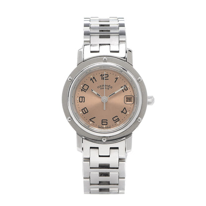 Hermes Stainless Steel 24mm Clipper Quartz Watch Pink 1 of 5