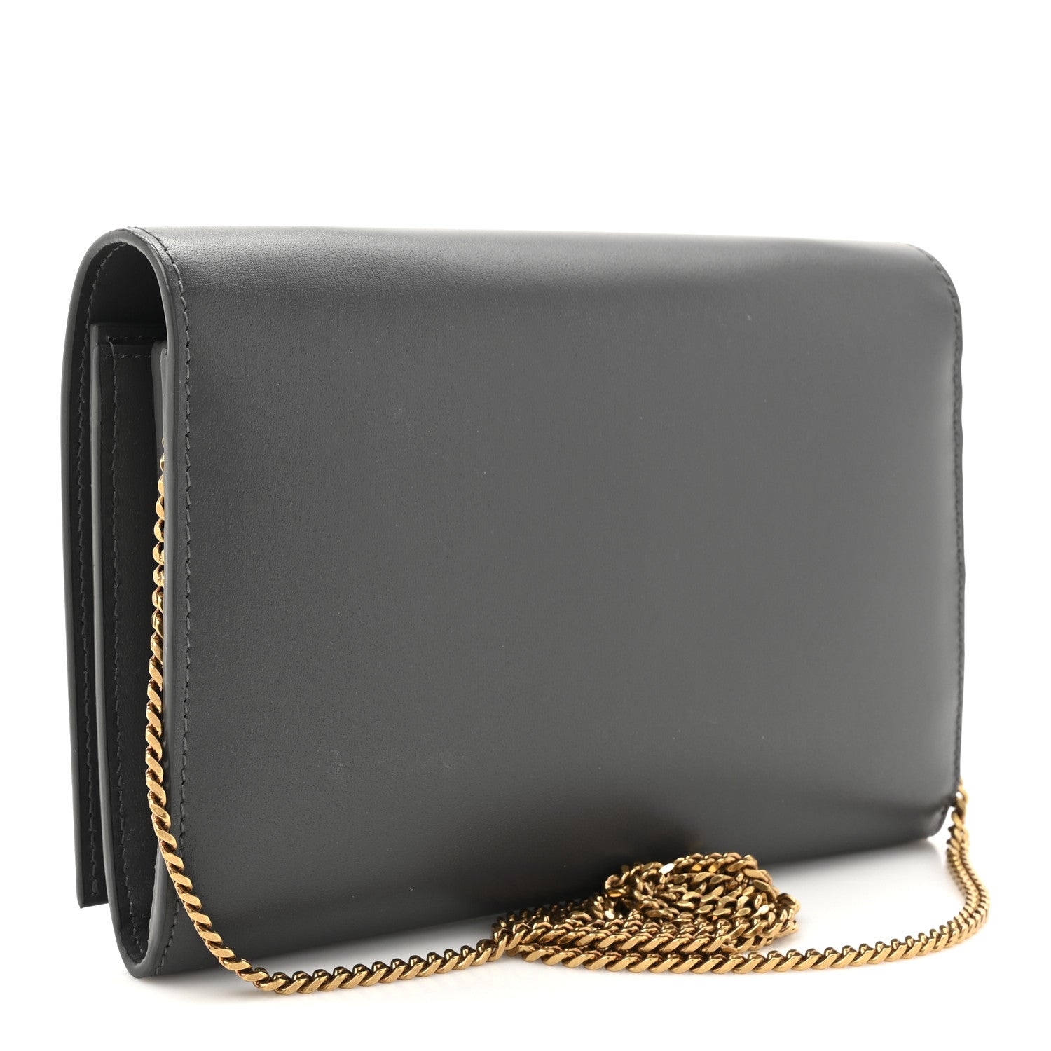 Saint Laurent Glossy Calfskin Monogram Chain Wallet Storm 3 of 12