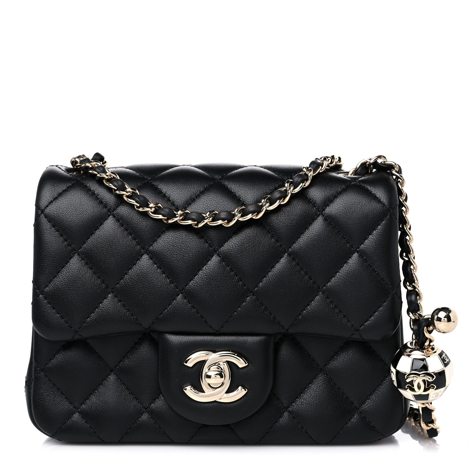 Chanel Lambskin Quilted Enamel Mini Pearl Crush Flap Black 1 of 10