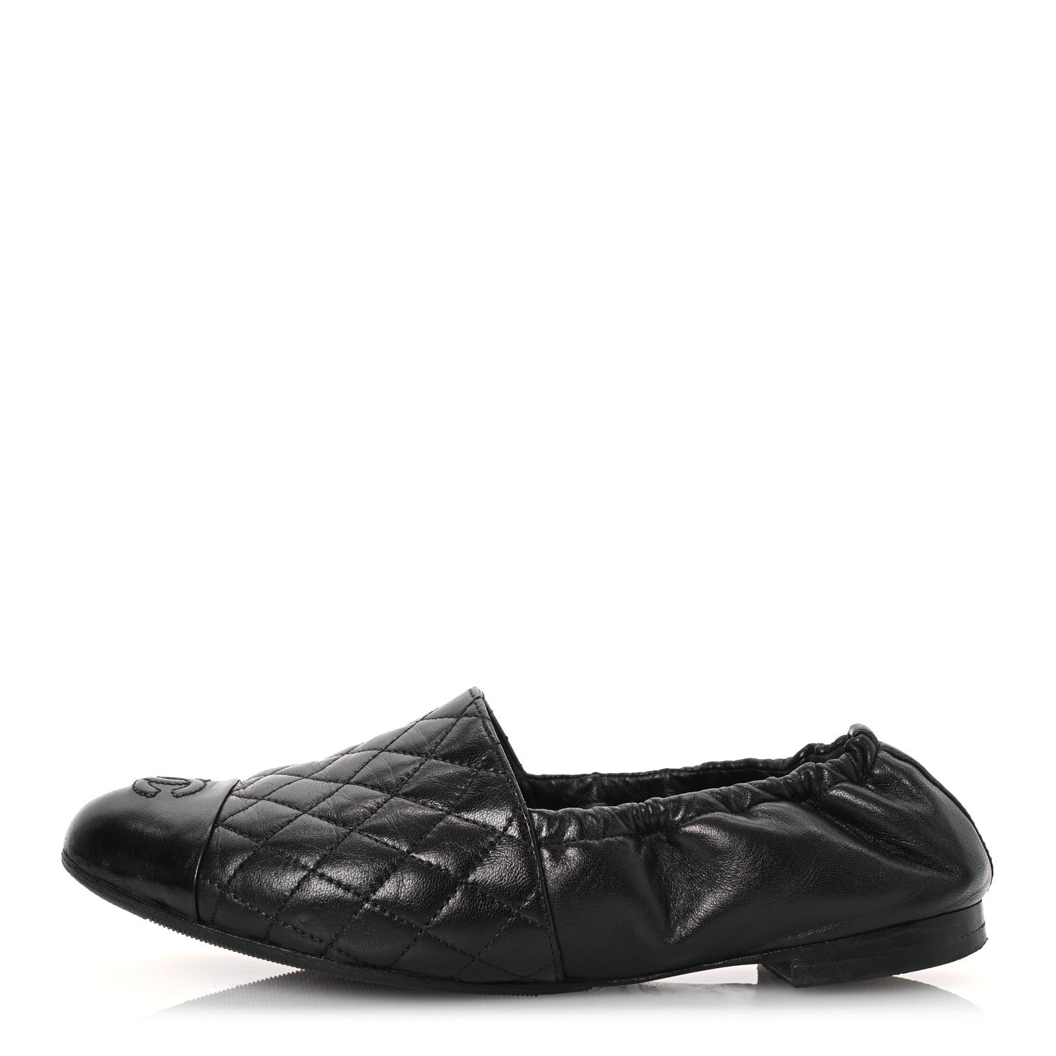 Chanel Lambskin Quilted Elastic CC Loafers 37.5 Black 1 of 13