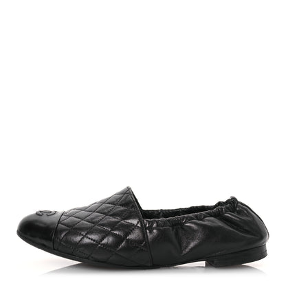 Chanel Lambskin Quilted Elastic CC Loafers 37.5 Black 1 of 13