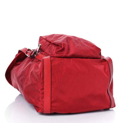 Gucci Nylon Monogram Dollar Calfskin Medium Light Double Buckle Backpack Vibrant Red 4 of 9