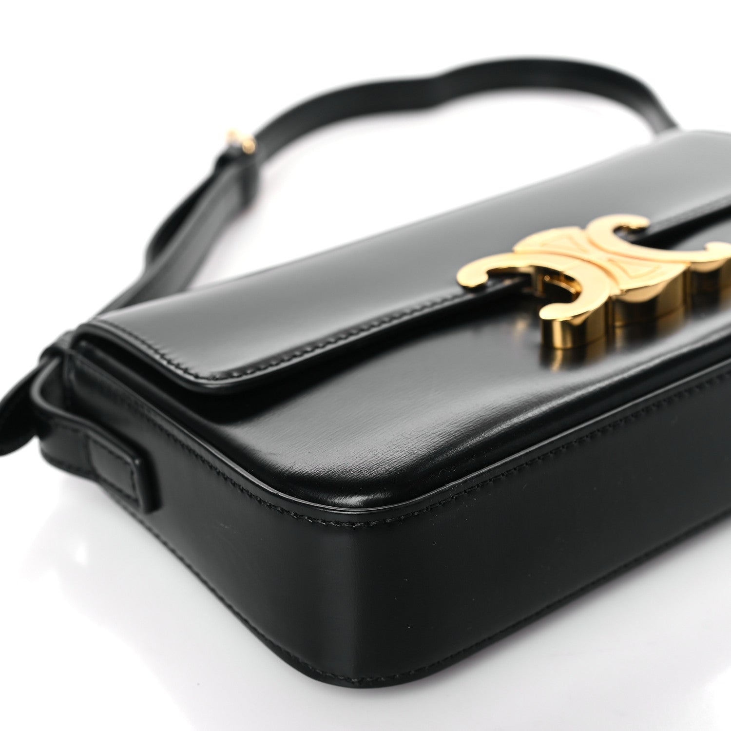 Celine Shiny Calfskin Triomphe Shoulder Bag Black 8 of 9