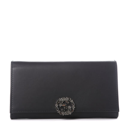Gucci Calfskin Swarovski Crystal GG Sparkling Flap Wallet Black 1 of 11