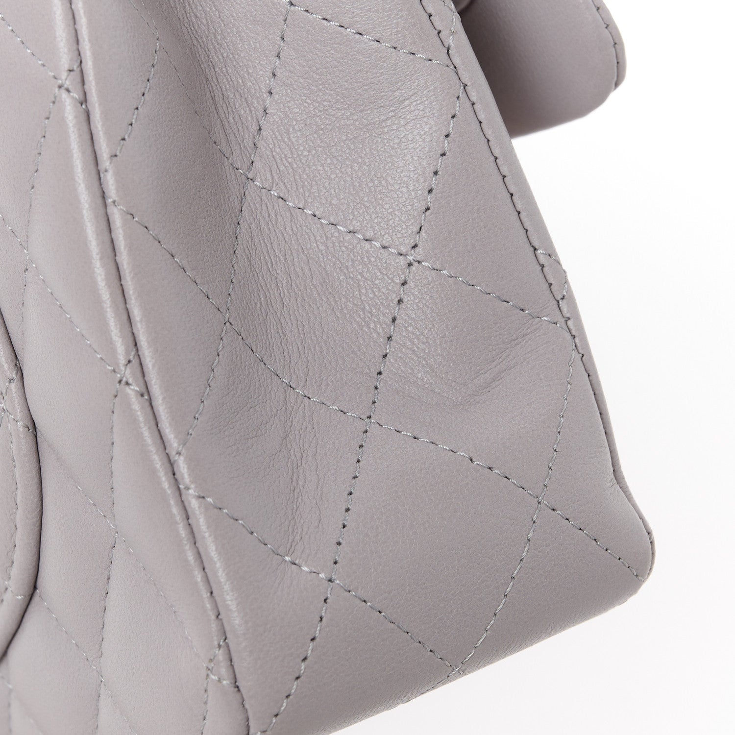 Chanel Lambskin Quilted Small Double Flap Light Grey 13 of 15