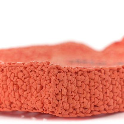 Prada Yarn Raffia Effect Crochet Logo Embroidered Tote Bag Arancio 9 of 9