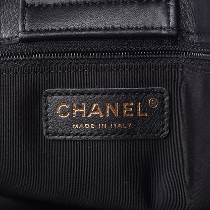 Chanel Calfskin Chevron Quilted Statement Shopping Tote Black 6 of 10