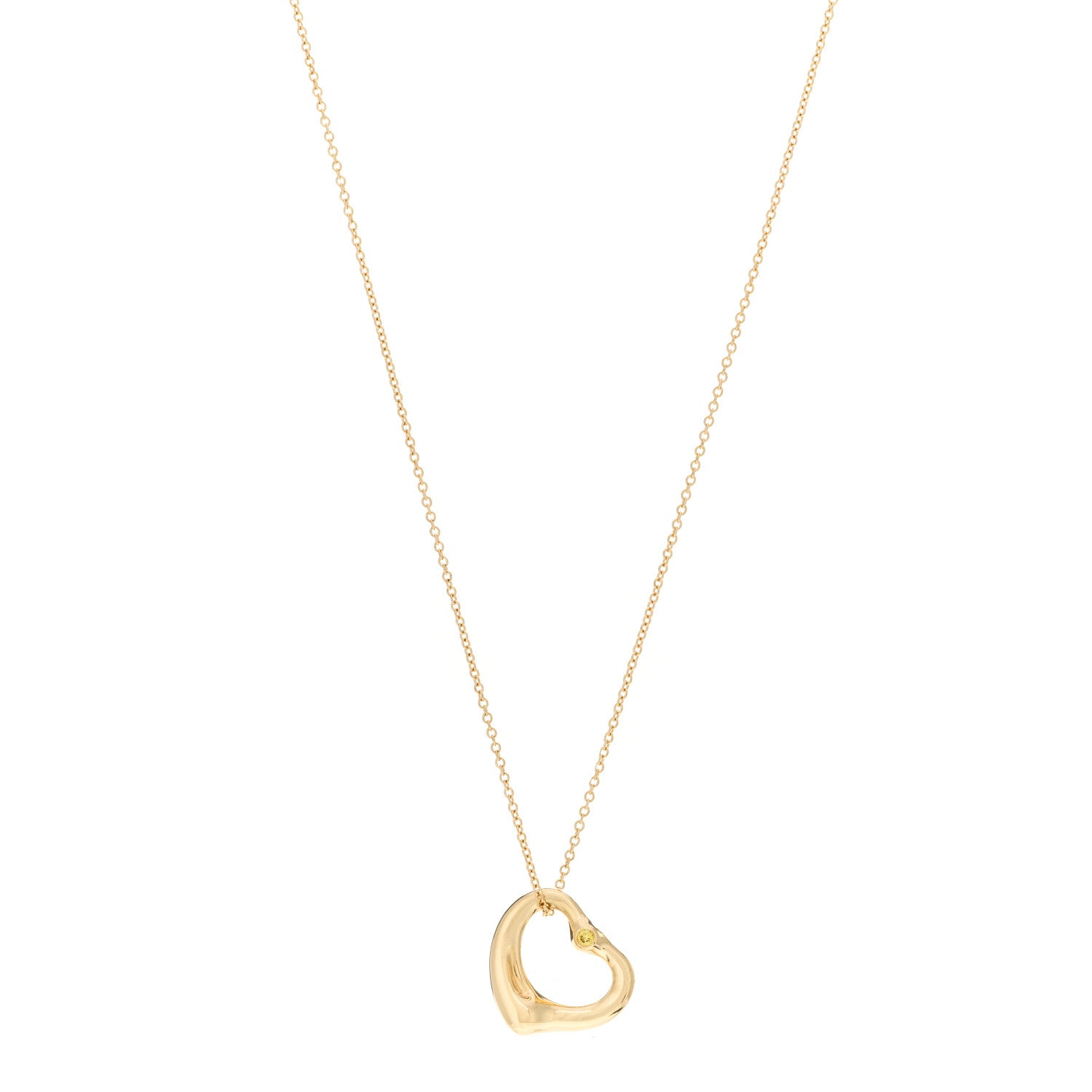 product image of TIFFANY 18K Yellow Gold Yellow Diamond 14mm Elsa Peretti Open Heart Pendant Necklace FASHIONPHILE
