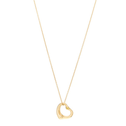 Tiffany 18K Yellow Gold Yellow Diamond 14mm Elsa Peretti Open Heart Pendant Necklace 1 of 3
