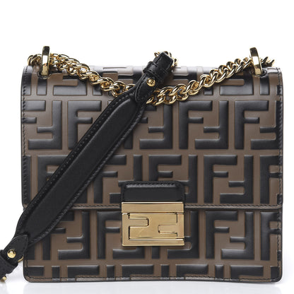 Fendi Vitello Liberty Bi-Color FF 1974 Embossed Small Kan U Shoulder Bag Maya Black 8 of 10