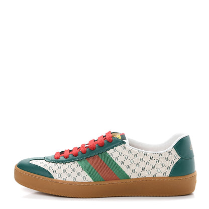 Gucci X DAPPER DAN Calfskin Suede GG Micro Monogram G74 Sneakers 37.5 Emerald Mystic White 1 of 8