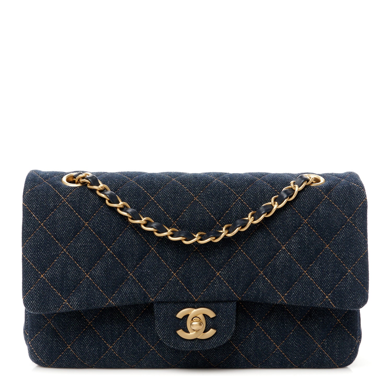 Chanel Denim Quilted Medium Double Flap Dark Blue 1 of 11