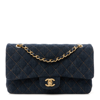 Chanel Denim Quilted Medium Double Flap Dark Blue 1 of 11