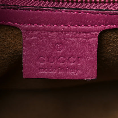 Gucci GG Supreme Monogram Moon Calfskin Small Zip Top Tote Beige Ebony Hibiscus Red New Rosette 6 of 10