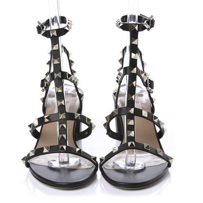 Valentino Garavani Calfskin Rockstud 60mm City Sandals 37.5 Black 2 of 8