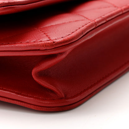 Chanel Lambskin Quilted Boy Wallet On Chain WOC Red 12 of 21