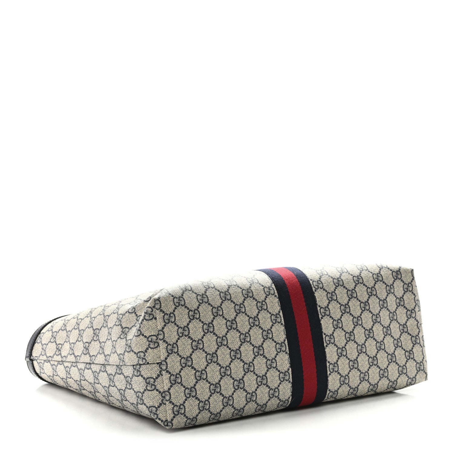 Gucci GG Supreme Monogram Textured Calfskin Web Medium Ophidia Shopping Tote Beige Blue 4 of 11