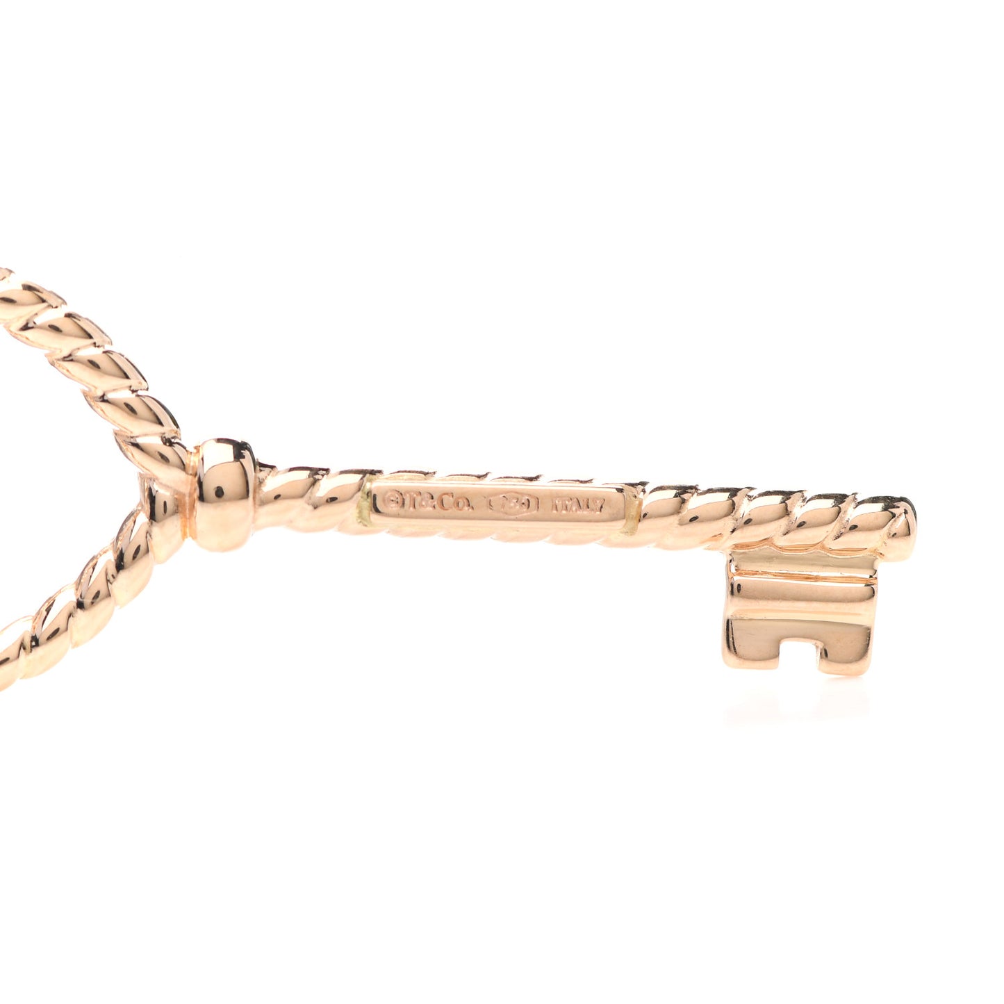 18K Rose Gold Twist Heart Key Pendant