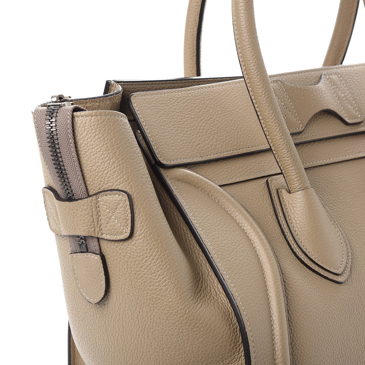 Celine Drummed Calfskin Mini Luggage Dune 10 of 12