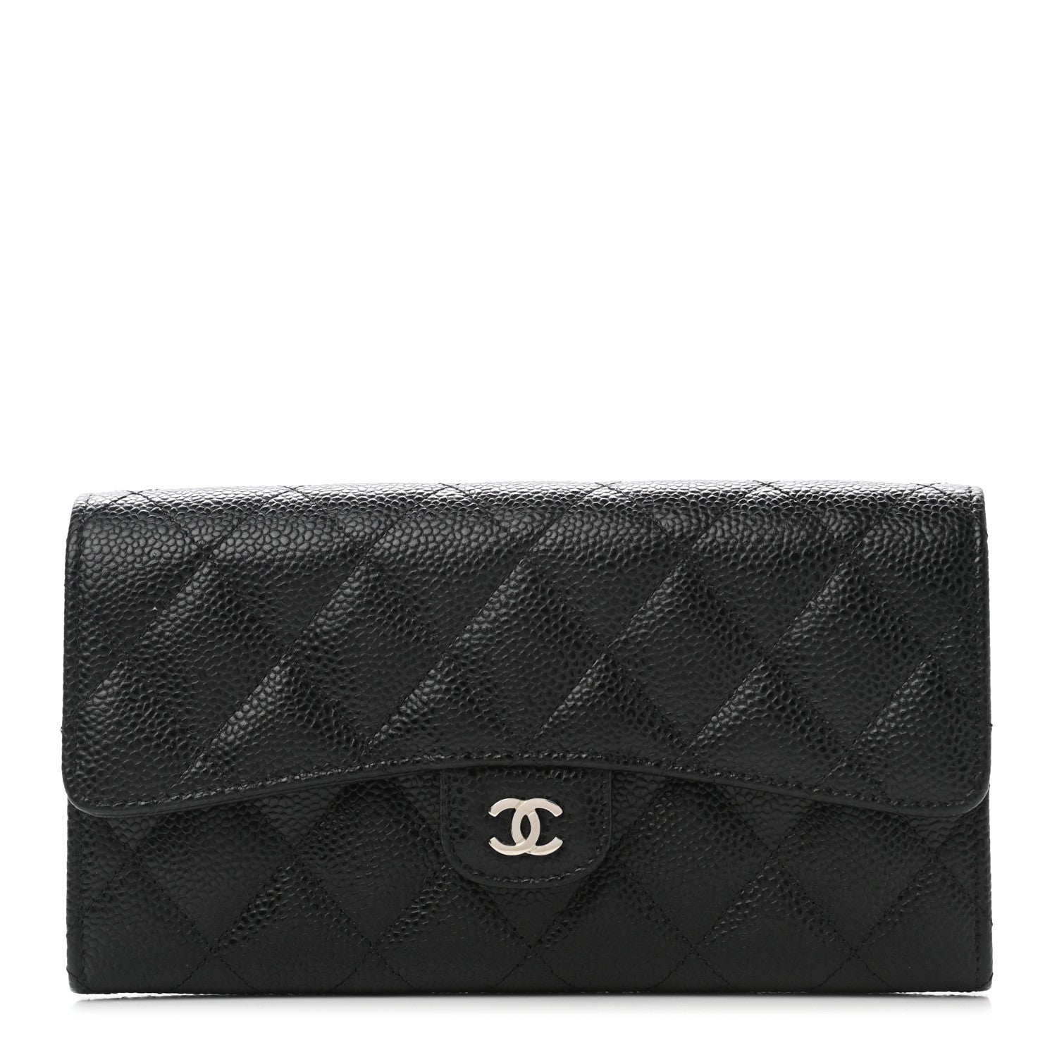 Chanel Caviar Quilted Large Gusset Flap Wallet Black 1 of 9