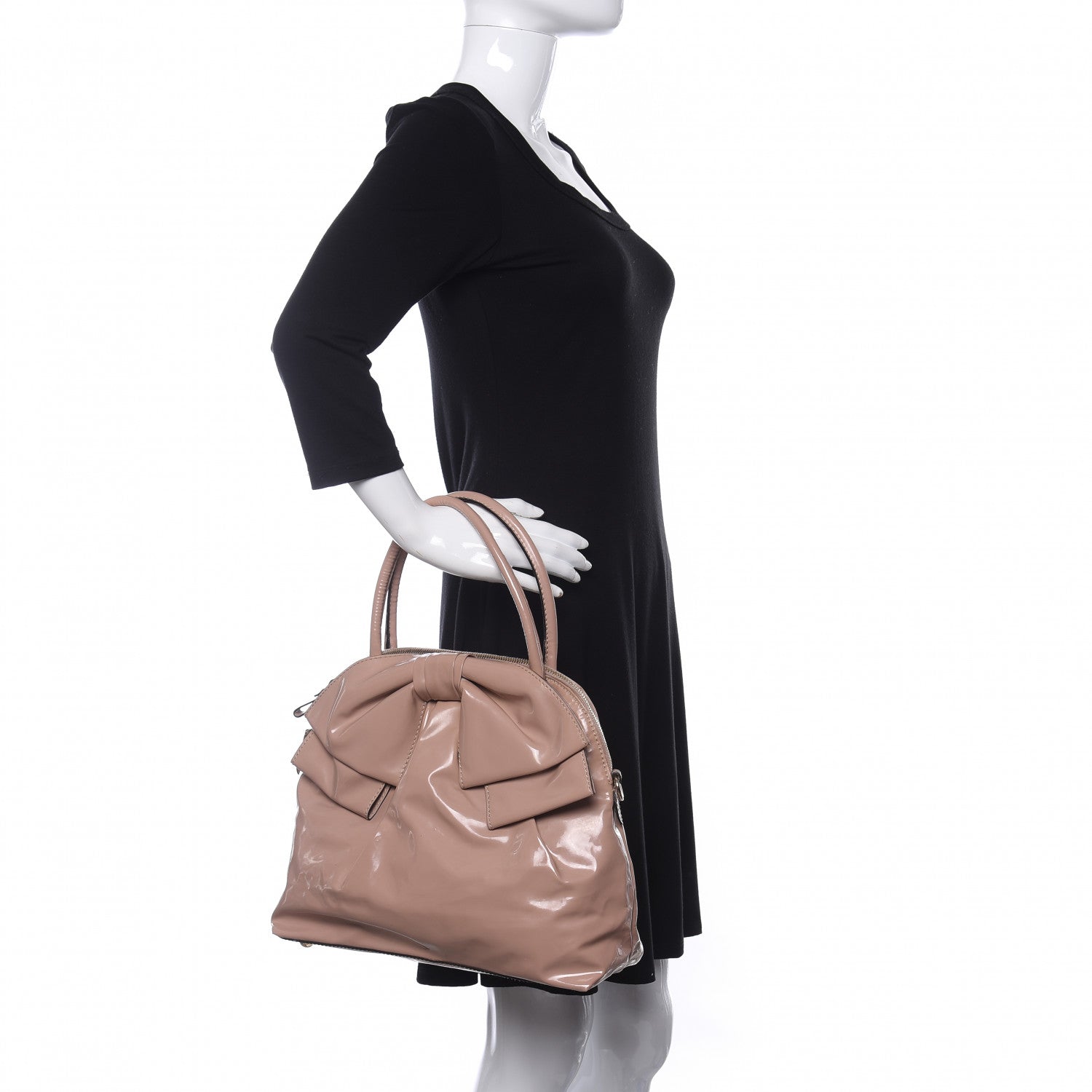 Valentino Garavani Patent Lacca Bow Dome Tote Blush 2 of 13