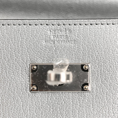 Hermes Metallic Chevre Chamkilight Kelly Wallet To Go Argent 6 of 11