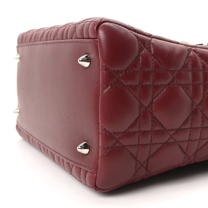 Christian Dior Lambskin Cannage Medium Lady Dior Burgundy 10 of 10