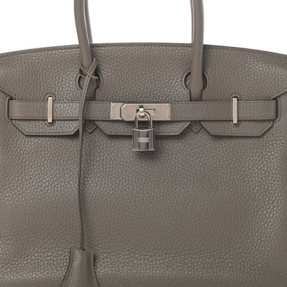 Hermes Taurillon Clemence Birkin 30 Etain 9 of 17