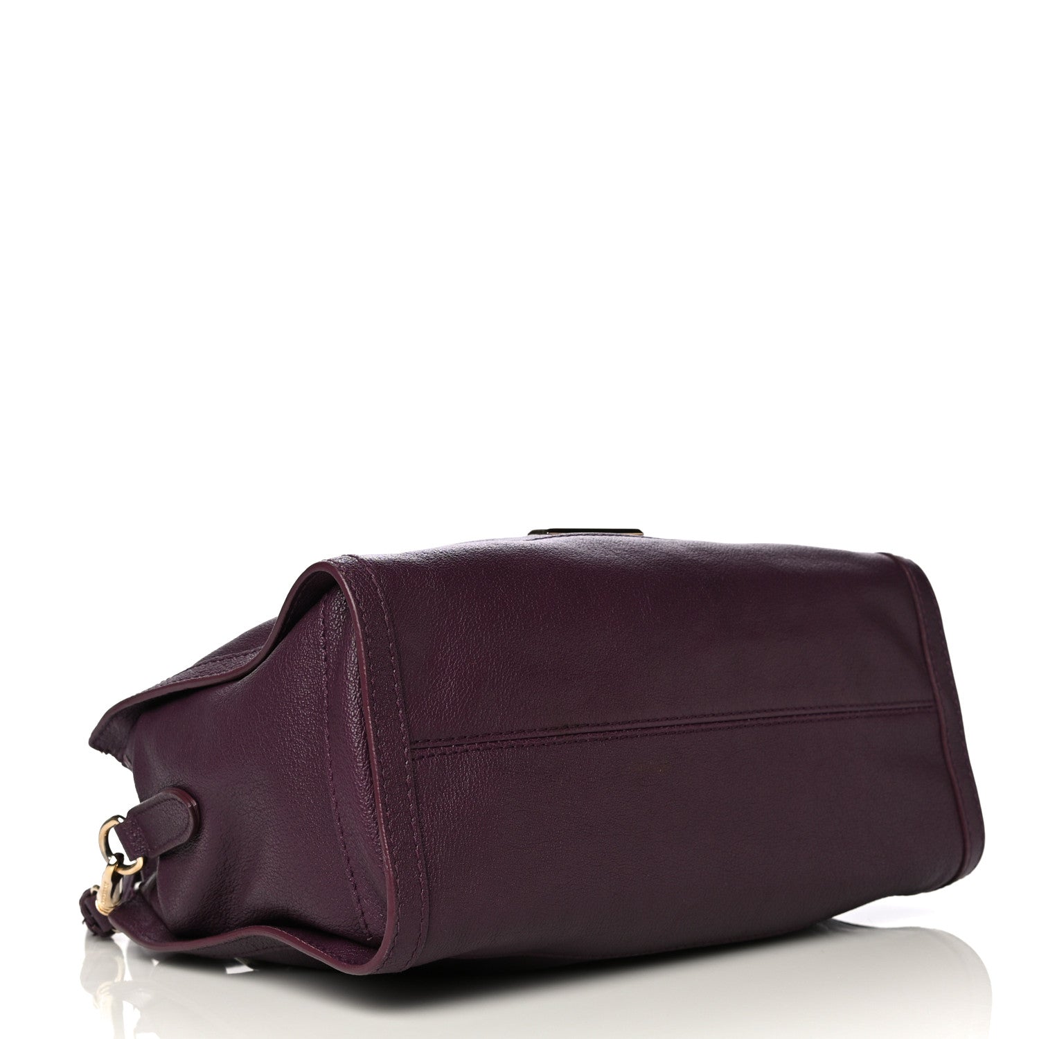 Burberry Grainy Calfskin Small Pilgrim Bowling Bag Plum 4 of 15