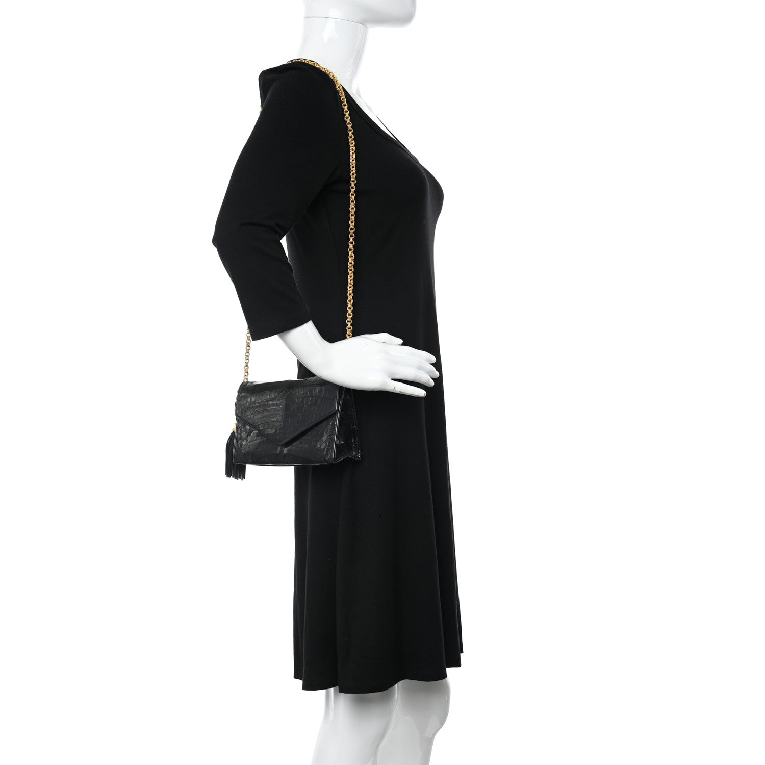 Chanel Crocodile Tassel Envelope Flap Black 2 of 13