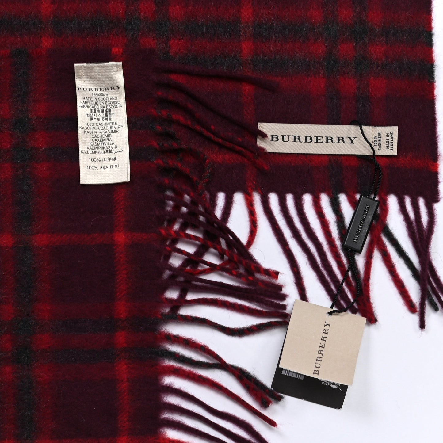 Cashmere House Icon Check Fringe Scarf Hawthorn Red