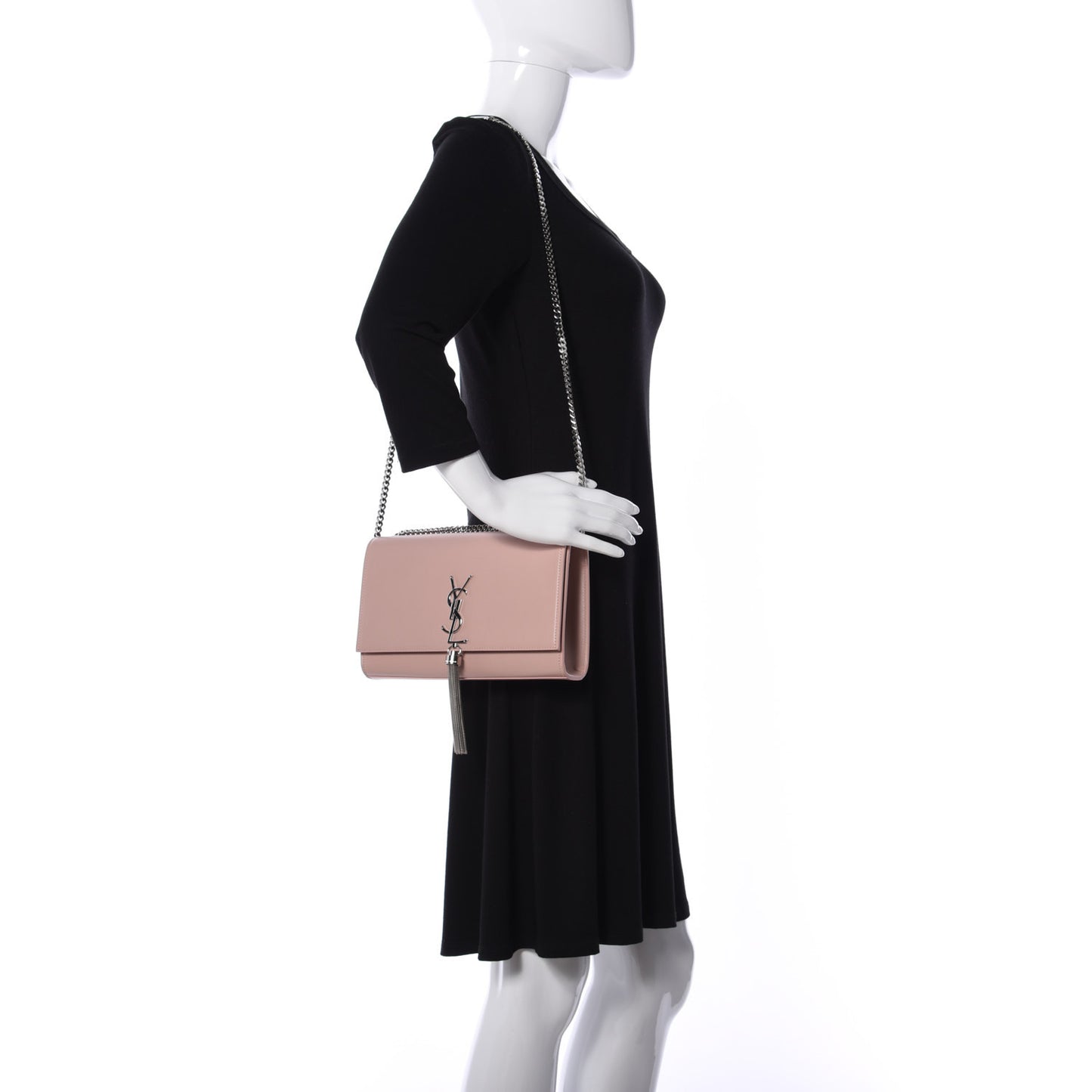 Smooth Calfskin Medium Classic Monogram Kate Tassel Satchel Pale Blush