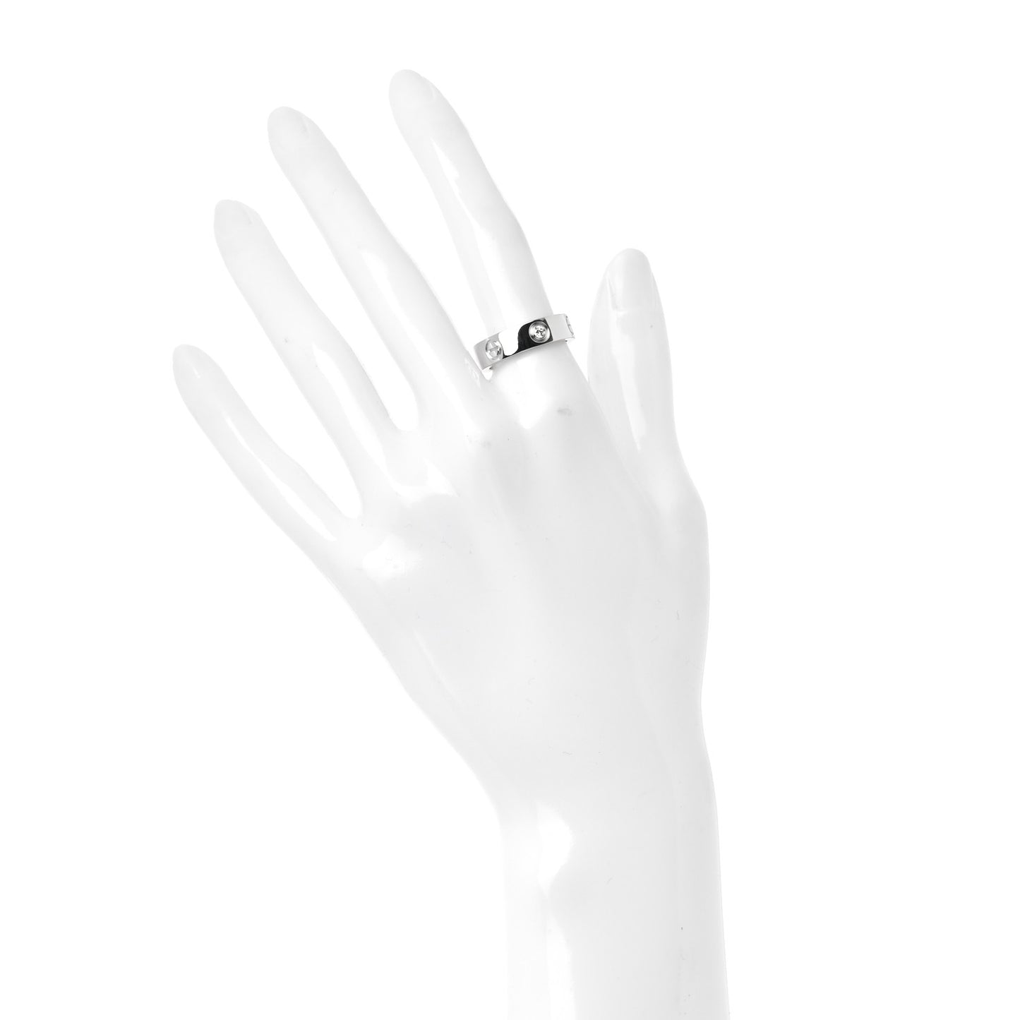 18K White Gold 3 Diamond 5.5mm LOVE Ring 53 6.25
