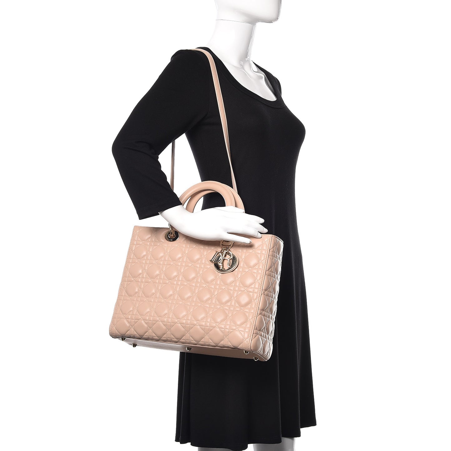 Lambskin Cannage Large Lady Dior Beige