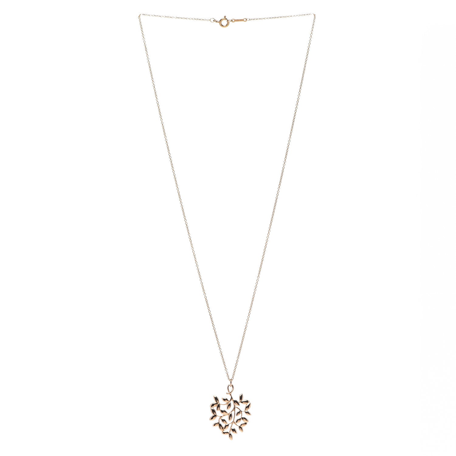 Tiffany 18K Rose Gold Small Paloma Picasso Olive Leaf Pendant Necklace 3 of 6