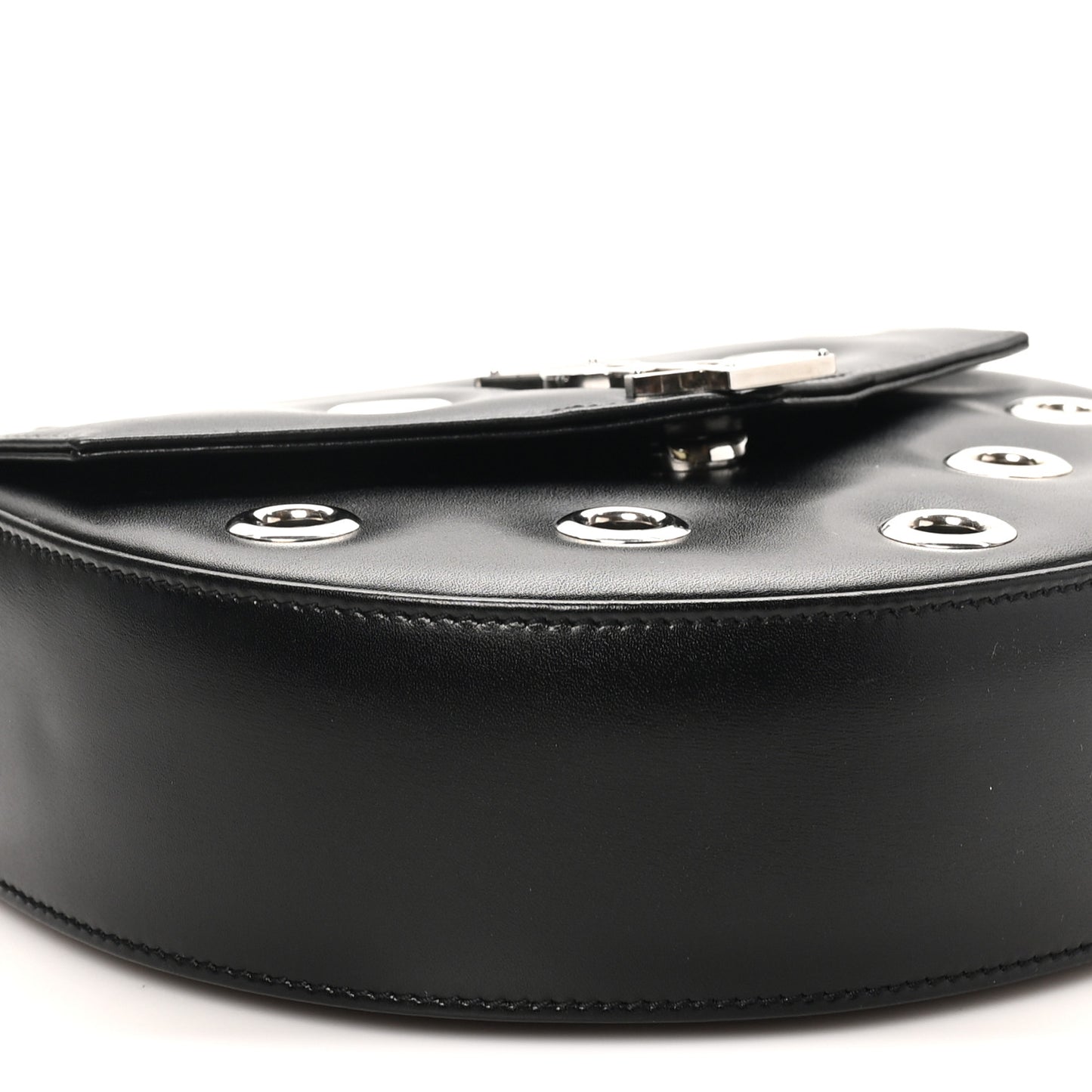 Box Calfskin Grommet Crossbody Bag Black