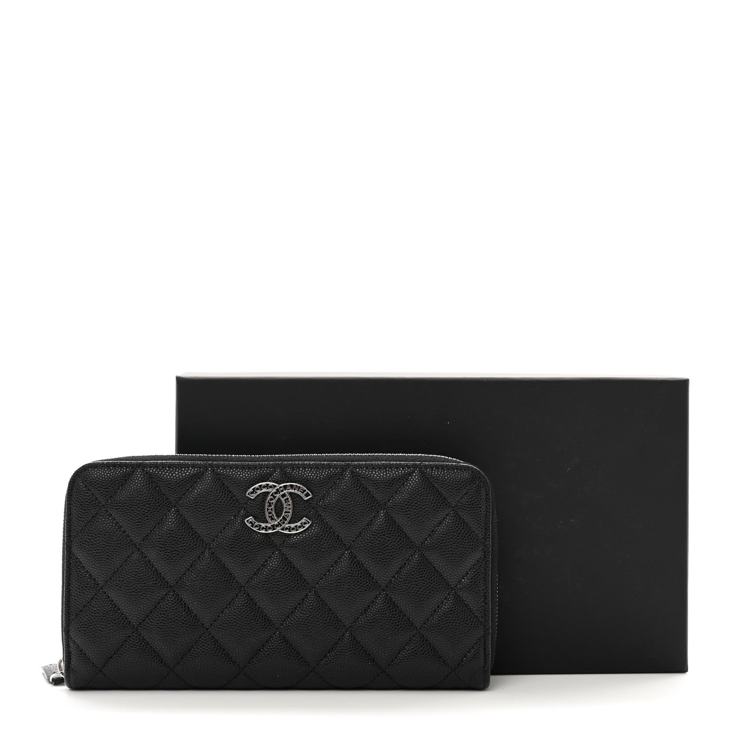 Chanel Caviar Quilted CC Logo Long Zipped Wallet Black 11 of 11