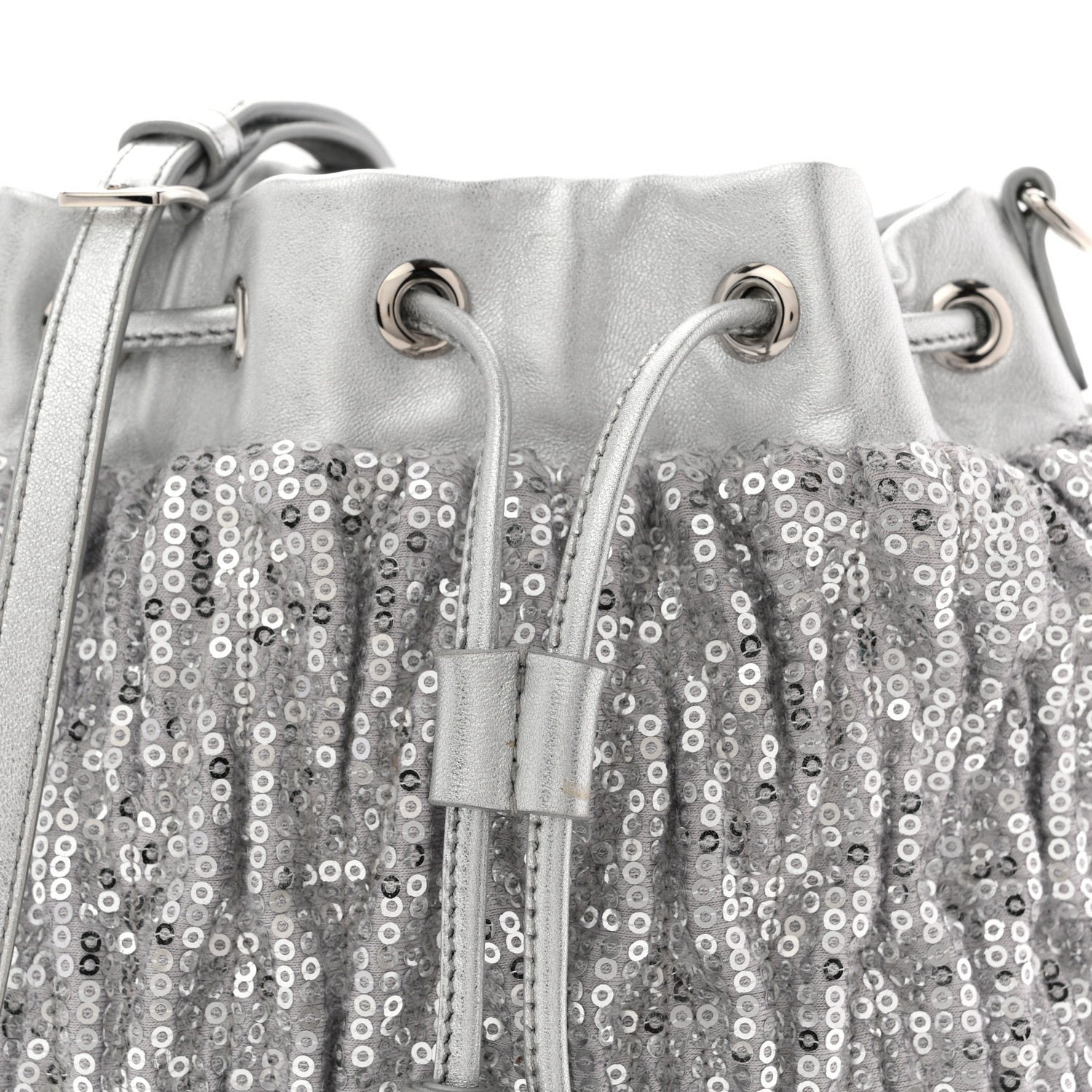 Miu Miu Paillettes Mate Bucket Bag Argento 8 of 11