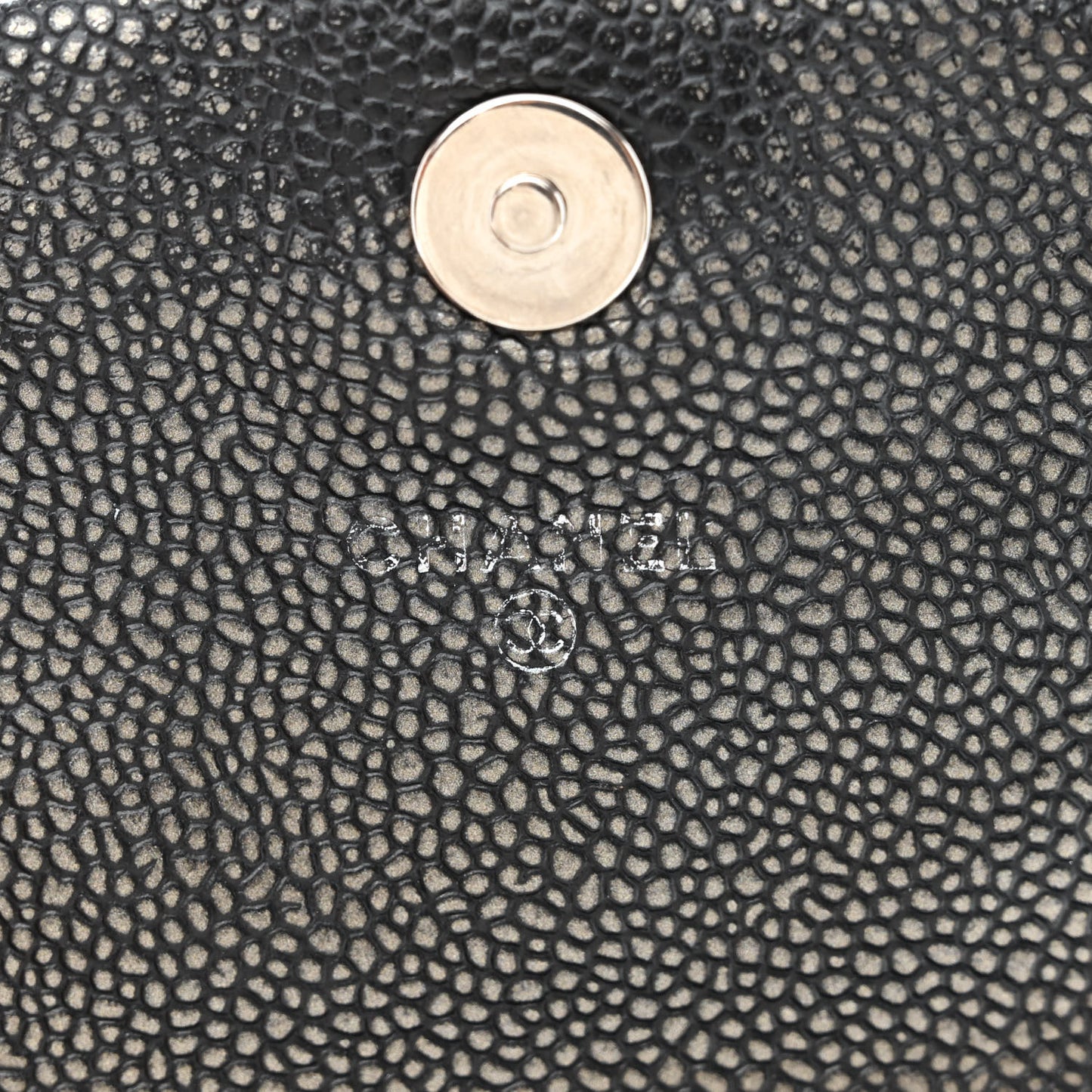 Metallic Caviar Half Moon Wallet On Chain WOC Dark Silver